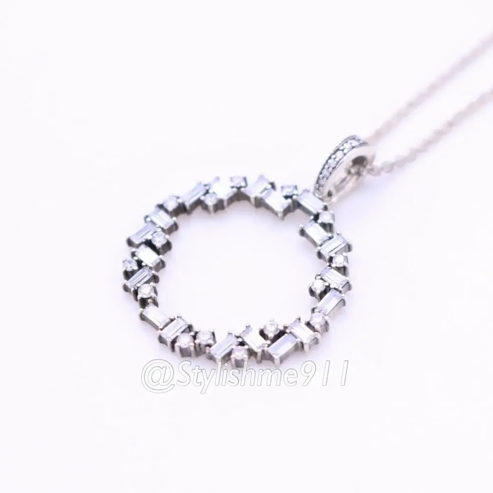 Authentic PANDORA Shards of Sparkle Necklace with Baguette Cut Zirconia